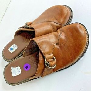 Michel M. Womens Sz 8 Mule Clog Shoes Brown 1.5 in